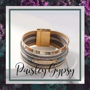 Layered Band Rhinestone Embellished Bracelet